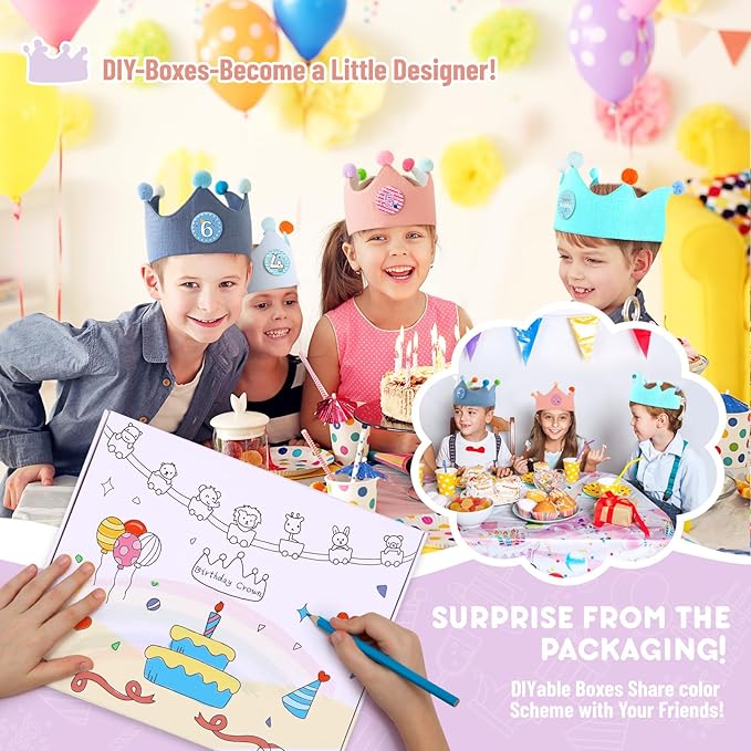 Reusable Birthday Crown with Numbers,Kids Birthday Hat Fabric Crown Pertain Kids Boy Toddler Girl Baby Bday Hats