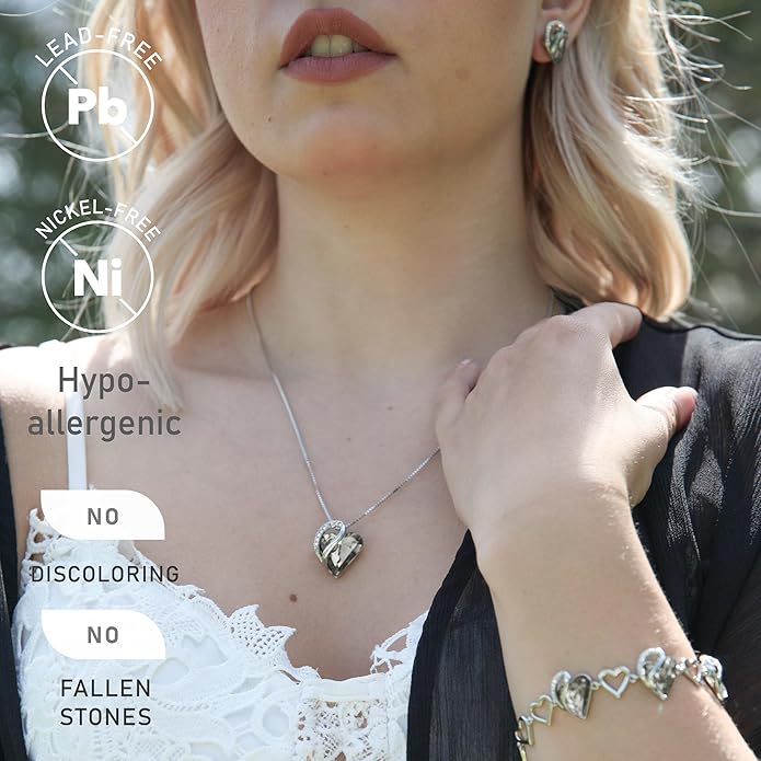 Leafael Valentine's Day Gift Necklaces for Women, Infinity Love Birthstone Heart Crystal Pendant, Birthday Anniversary Jewelry for Wife, Mom, and Her, Silver Plated, 18" + 2" Adjustable Chain
