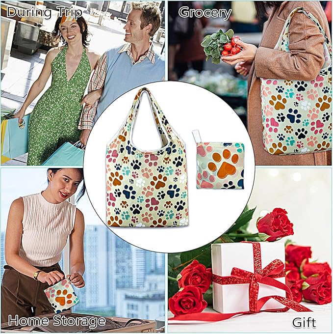 LOLOMLO 6 Pack Eco-Friendly Reusable Grocery Bags Lightweight Durable Washable Shopping Tote Foldable Outings Storage Pouch