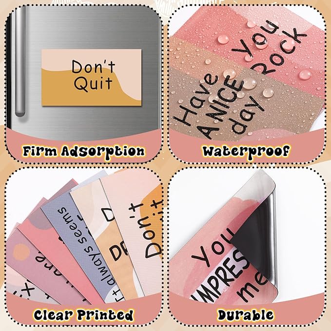 Xuhal 60 Pcs Inspirational Magnets Bulk Rectangle Positive Affirmation Magnets Decals Decorative Inspiring Fridge Magnetic Stickers for Adults Team Motivational Gifts (Light,Boho)