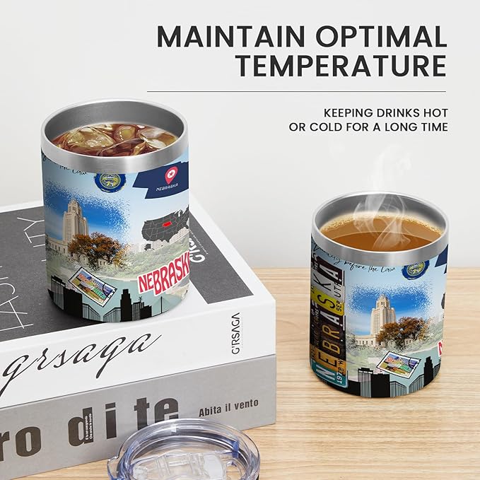 12oz Coffee Mug New Hampshire State Insulated Coffee Cups, United States Map Travel Mug Landmark, Birthday Gifts Cute Mugs with Lid and Straw Gifts for Mom