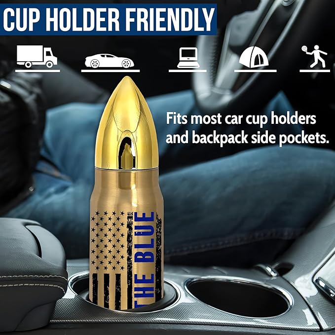 Police Officer Gifts – 17oz Tumbler for Men, Him, Dad, Husband, Grandpa, Brother – Christmas, Xmas, Retirement, Graduation, Birthday Gift for Police Officers, Thin Blue Line Supporters
