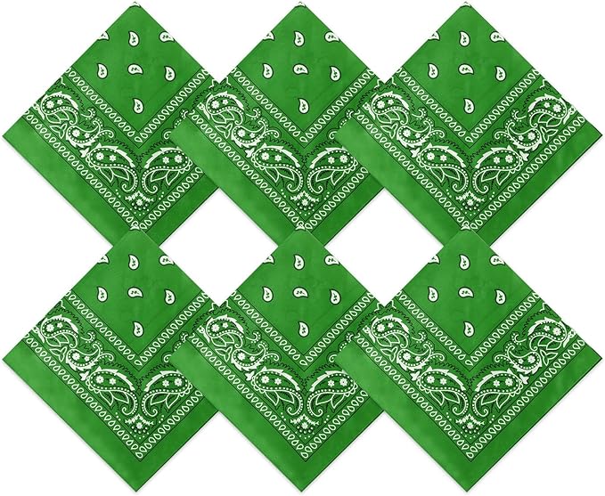 Blulu 6 Pcs Neon Color Cowboy Bandanas for Men Women Assorted Paisley Pattern Handkerchiefs 22 x 22 Inch Kids Headwrap Scarfs