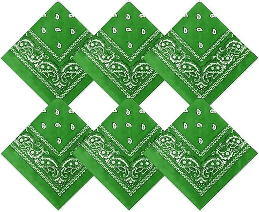 Blulu 6 Pcs Neon Color Cowboy Bandanas for Men Women Assorted Paisley Pattern Handkerchiefs 22 x 22 Inch Kids Headwrap Scarfs