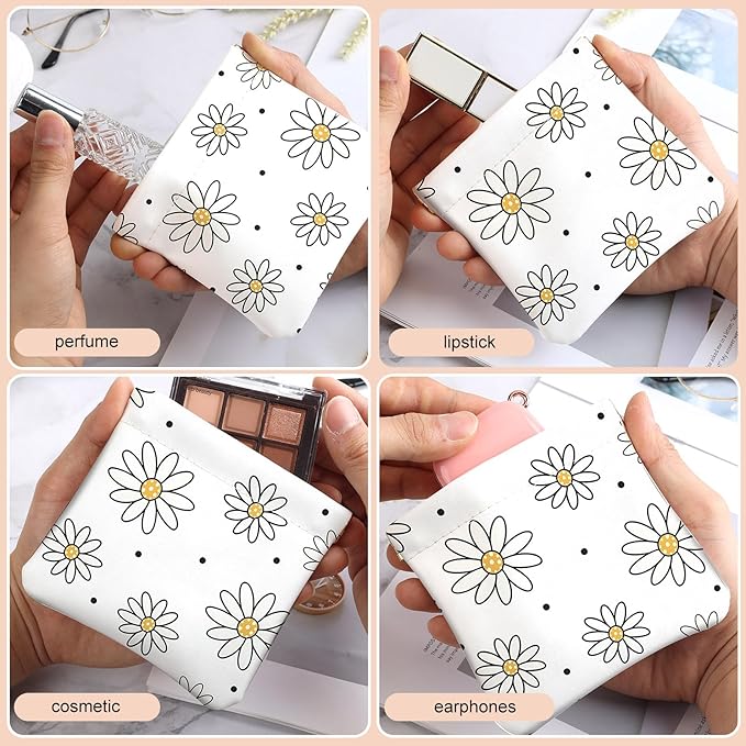 2Pcs PU Leather Small Squeeze Coin Purse Pouch Mini coin Bag Unique And Cute Wallet Cosmetic Bags Change Bag For Women Girls Men （Black Flower