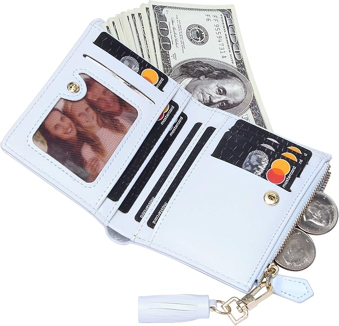 GEEAD Small Wallets for Women Bifold Slim Coin Purse Zipper ID Card Holder