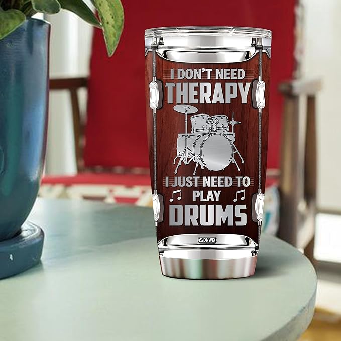 Drummer Gifts for Men Women Tumbler Drum Coffee Travel Mug Cup Water Bottle Gift for Him Her Husband Dad Drummers Musician Birthday Christmas 20oz Stainless Steel Insulated