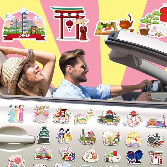 Konohan 30 Pcs Japanese Souvenirs Gifts Japan Magnet for Refrigerator Tokyo Magnetic Stickers Mount Fuji Kyoto Travel Gift for Home Decoration