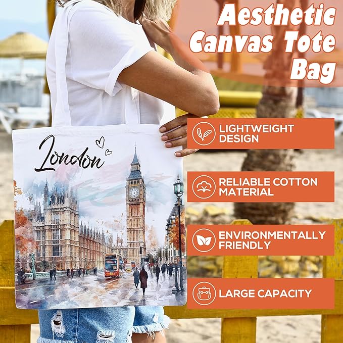Europe Travel Souvenirs Gifts Tote Bags Reusable Grocery Bags London Paris Switzerland Gifts for Women