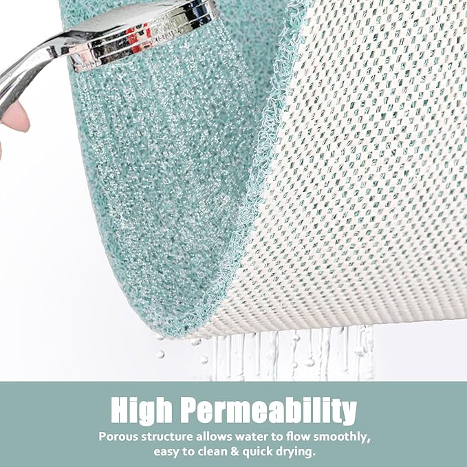 Bathtub Mat Shower Mat Non-Slip - 16x39 Inch Soft Comfort Bath Mat with Drainage Holes, PVC Loofah Massage Bathmat for Shower, Tub, Bathroom, Wet Areas, Quick Drying