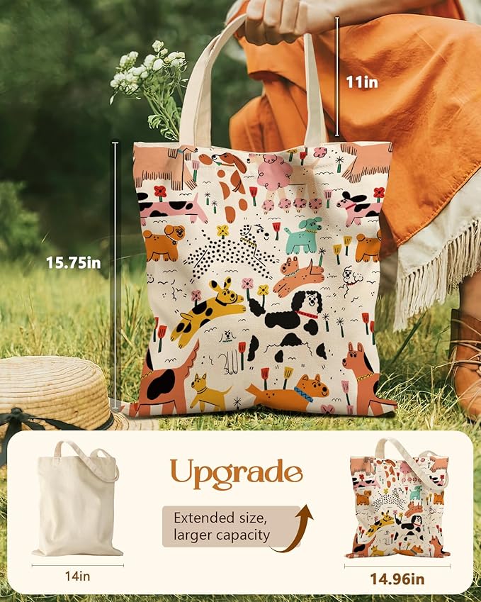 Miss Adola Aesthetic Tote Bag for Girls - with Magnetic Buckle and Zipper Inner Pocket for Women Lady Canvas Cotton Tote Bag