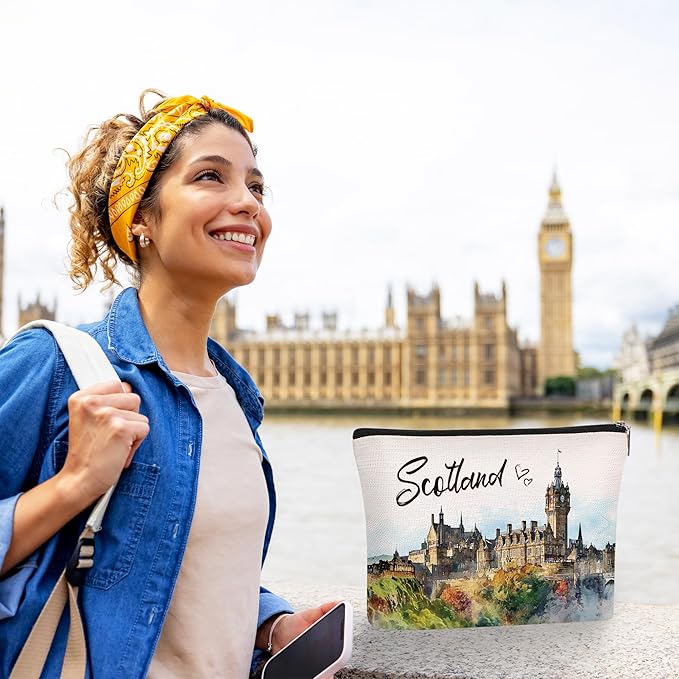 Scotland Makeup Bags Gifts for Women, Scotland Souvenirs Themed Gifts Cosmetic Bag, City Travel Essentials Gifts for Girls Besties Best Friend Bff Sister Daughter