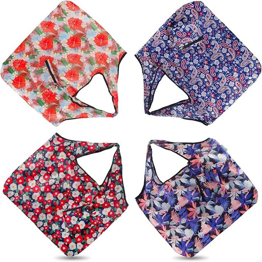 ECO CHIC Foldable Reusable Large Recycled Grocery Bags Lightweight Shopping Tote Bags with Storage Pouch - Collection of 4 bags
