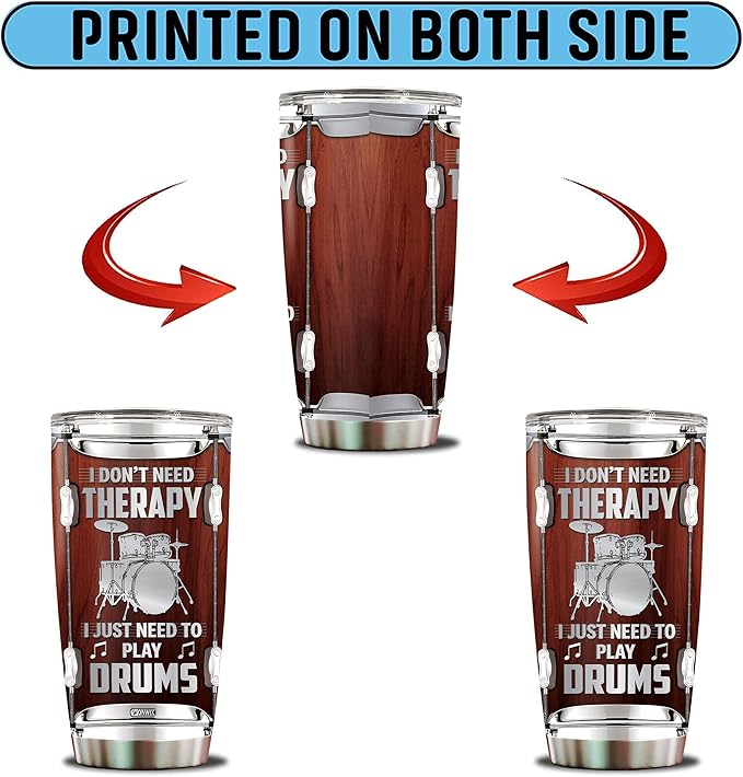 Drummer Gifts for Men Women Tumbler Drum Coffee Travel Mug Cup Water Bottle Gift for Him Her Husband Dad Drummers Musician Birthday Christmas 20oz Stainless Steel Insulated