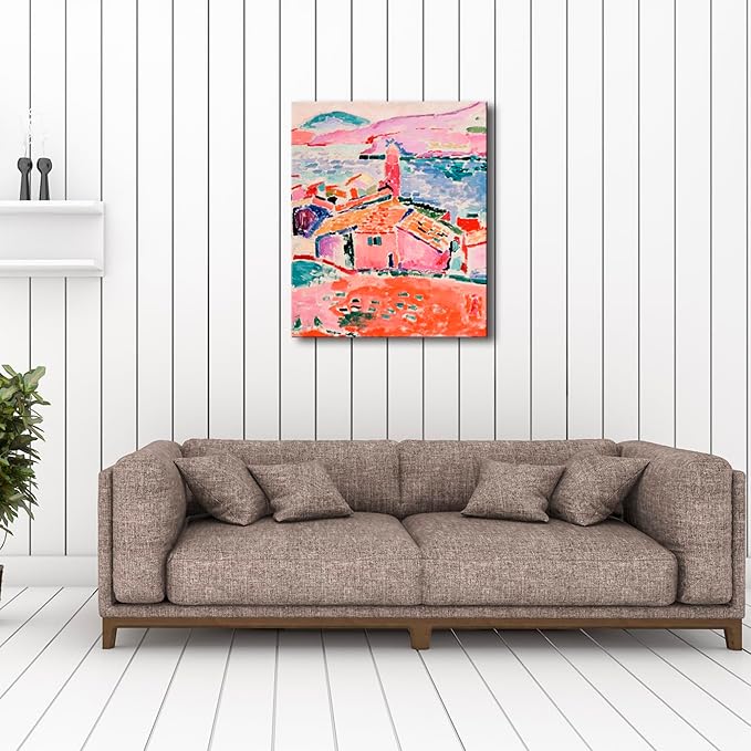 Wieco Art Canvas Print Wall Art View of Collioure 1905 by Henri Mattise Abstract Colorful Art Matisse Posters Canvas Prints for Wall and Home Office Decorations