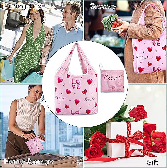 LOLOMLO 6 Pack Eco-Friendly Reusable Grocery Bags Lightweight Durable Washable Shopping Tote Foldable Outings Storage Pouch