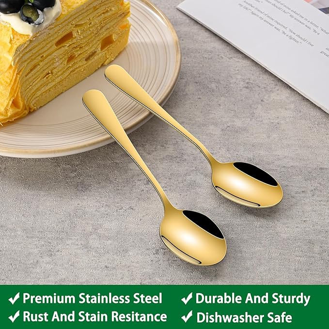4.7 Inches Coffee Spoon,8-Piece Cute Gold Espresso Spoons,Mini Coffee Spoon,Mirror Polishing Stainless Steel Teaspoon,Tea Spoons For Home Cafe