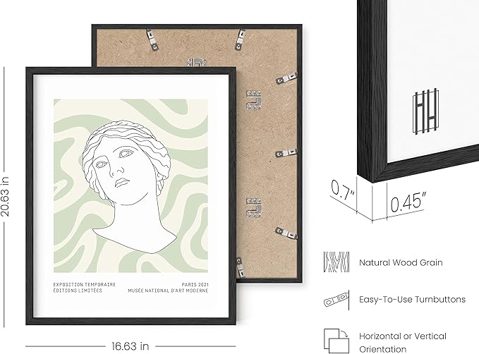 HAUS AND HUES Sage Green Wall Art, Aesthetic Green Posters, Danish Pastel Room Decor, Geometric Print (Black Frame, 16x20)