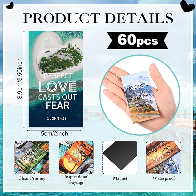 Blosssound 60 Pcs Inspirational Christian Magnets with Bible Verses Religious Refrigerator Magnet Motivational Quotes Fridge Scripture Positive Gifts for Home Office School Locker Decor(Scenery)