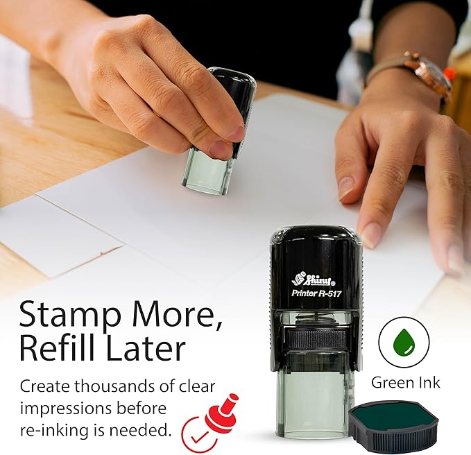 Shiny Job Well Done Teacher Stamp, Round Self Inking Stamp for Classroom, Green Ink