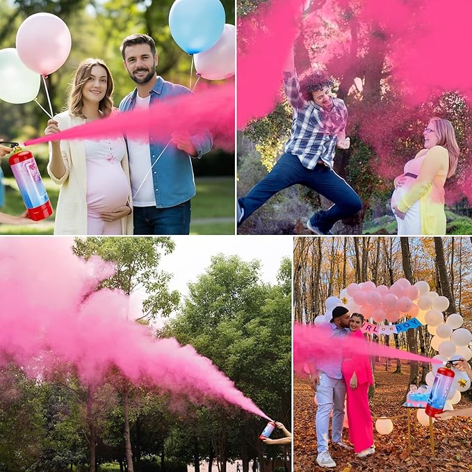Giant Gender Reveal Fire Extinguisher 2 Packs, Gender Reveal Ideas, Baby Girl Reveal Party Ideas for Gender Reveal Decorations with 2.3ib Powder (Pink)