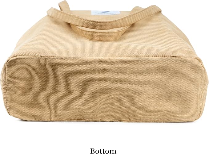 Corduroy Tote Bag Cute Tote Bags for Women Shoulder Bag with Inner Pocket for Work Beach Travel and Shopping Grocery