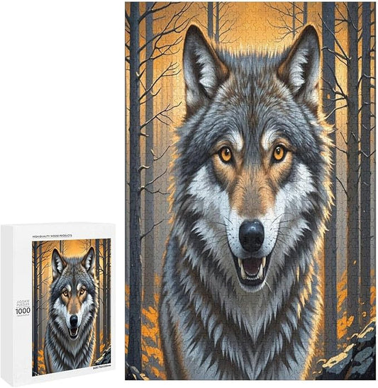 Puzzles for Adults 1000 Pieces Wooden Jigsaw Puzzle - King of Wolves Theme Puzzle，Party Games，Family Toys，Educational Puzzles，Stress Relief Wooden Puzzle，Gifts for Family，Colleagues and Friends