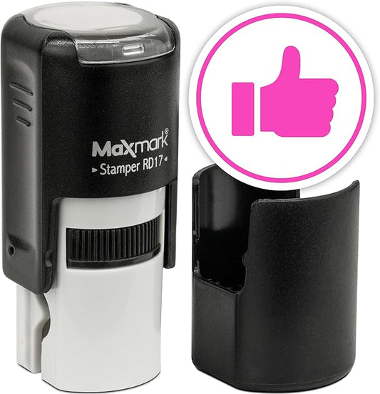 MaxMark Round Self Inking Emoji Stamp - Like - Pink Ink