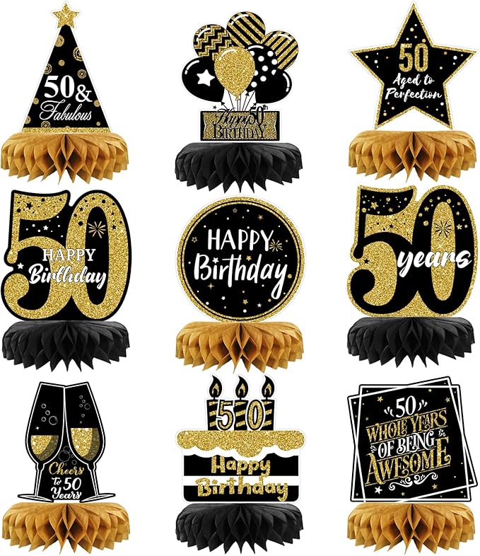 9 Pieces 50th Birthday Decorations 50th Birthday Centerpieces for Tables 50th Birthday Party Decorations for Men and Women (50th)