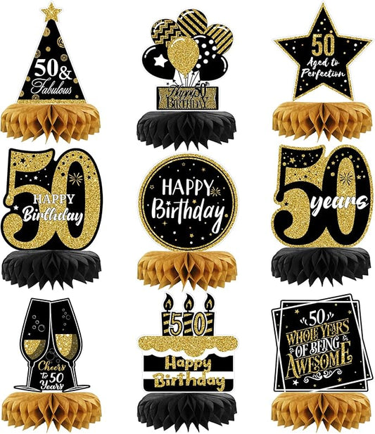 9 Pieces 50th Birthday Decorations 50th Birthday Centerpieces for Tables 50th Birthday Party Decorations for Men and Women (50th)
