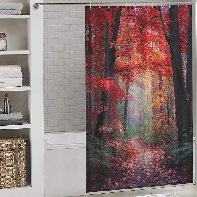 Thanksgiving Fall Maple Shower Curtain Waterproof Washable Fabric Bathroom Shower Curtains for Bathroom Decorations Home Indoor Decor 53x72Inch