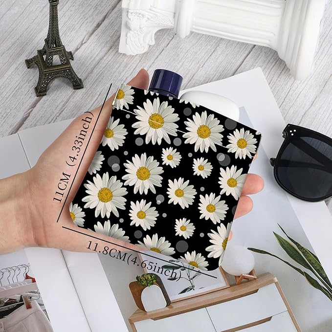 2Pcs PU Leather Small Squeeze Coin Purse Pouch Mini coin Bag Unique And Cute Wallet Cosmetic Bags Change Bag For Women Girls Men Daisy Print