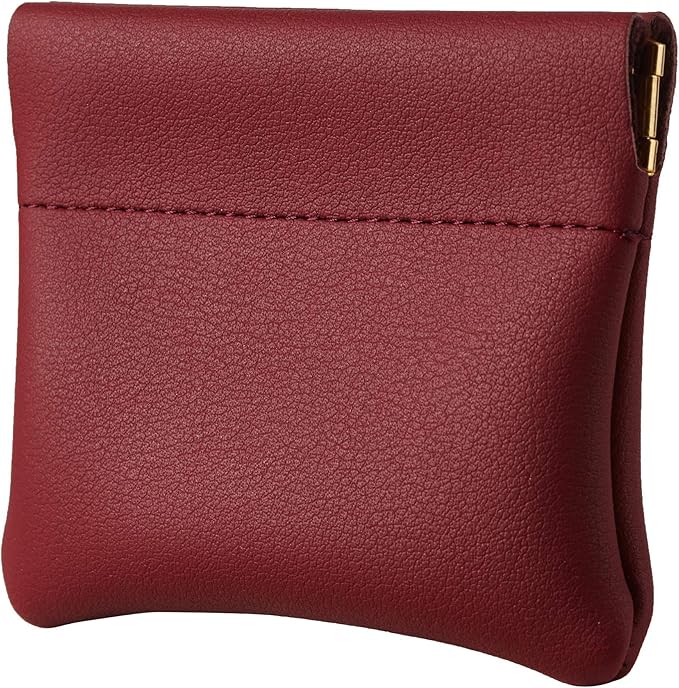 Travelambo Leather Squeeze Coin Purse Pouch Change Holder For Men & Women