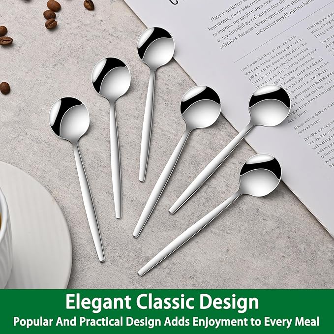 5.1 Inches Stainless Steel Coffee & Tea Spoon,6-Piece Cute Mini Spoons For Dessert,Small Espresso Spoons For Dessert,Cute Tiny Spoon