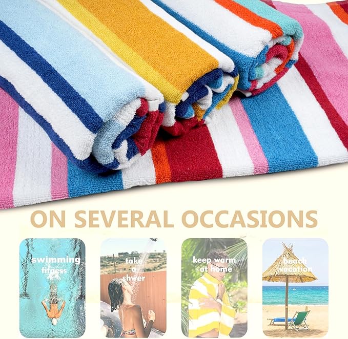 CASA COPENHAGEN Bora Bora Beach Towels Designed in Denmark Rough and Tough, Quick Dry, for Pool, Bath & Shower 30x60 inches 4 Pieces Cotton Beach Bath Towels Set - Turquoise