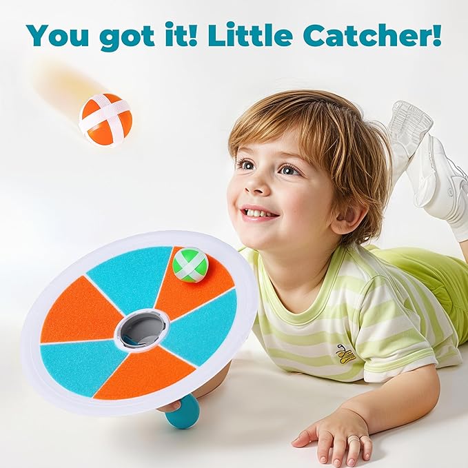 iPlay, iLearn Pop Stick Ball Game Outdoor Toys for Kids, Toss Chase Launching Ball Sports Game for Child Boys, Outside Yard Fun Family Activity, Cool Birthday Gifts for 3 4 5 6 7 8-12 Year Old Girls