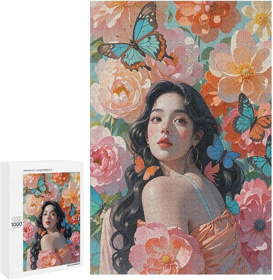 Wooden Puzzle - African American Afro Woman Jigsaw Puzzles，Wooden Puzzles for Adults 1000 Pieces Unique Gifts for Wall Art，Challenge Puzzles，Educational Games，Family Puzzles