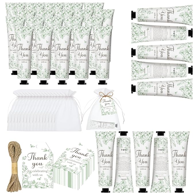 50 Sets Baby Shower Hand Cream Gift Set, Hand Cream Bulk Bridal Shower Favors for Guests with Thank You Card and Organza Gift Bags, Thank You Gifts Hand Lotion for Women