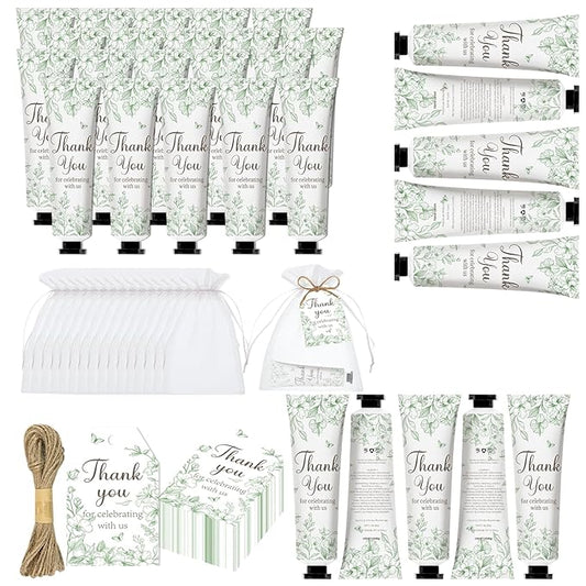 50 Sets Baby Shower Hand Cream Gift Set, Hand Cream Bulk Bridal Shower Favors for Guests with Thank You Card and Organza Gift Bags, Thank You Gifts Hand Lotion for Women