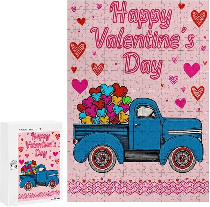 Wooden Puzzle - Happy Valentine's Day Jigsaw Puzzles，Wooden Puzzles for Adults 300 Pieces Challenge Puzzles，Educational Games，Family Puzzles，Unique Gifts for Wall Art