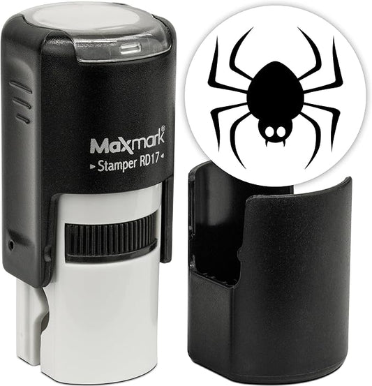 MaxMark Round Self Inking Halloween Stamp - Spider - Black Ink