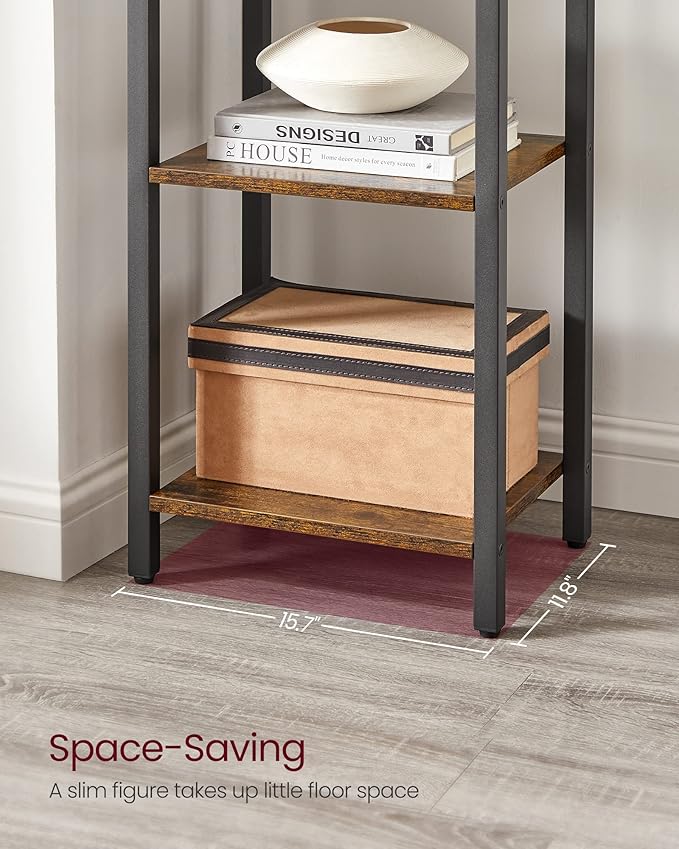 VASAGLE 6-Tier Bookshelf, Bookcase with Steel Frame, Book Shelf for Living Room, Home Office, Study, 11.8 x 15.7 x 73.2 Inches, Industrial Style, Rustic Brown and Ink Black ULLS101B01