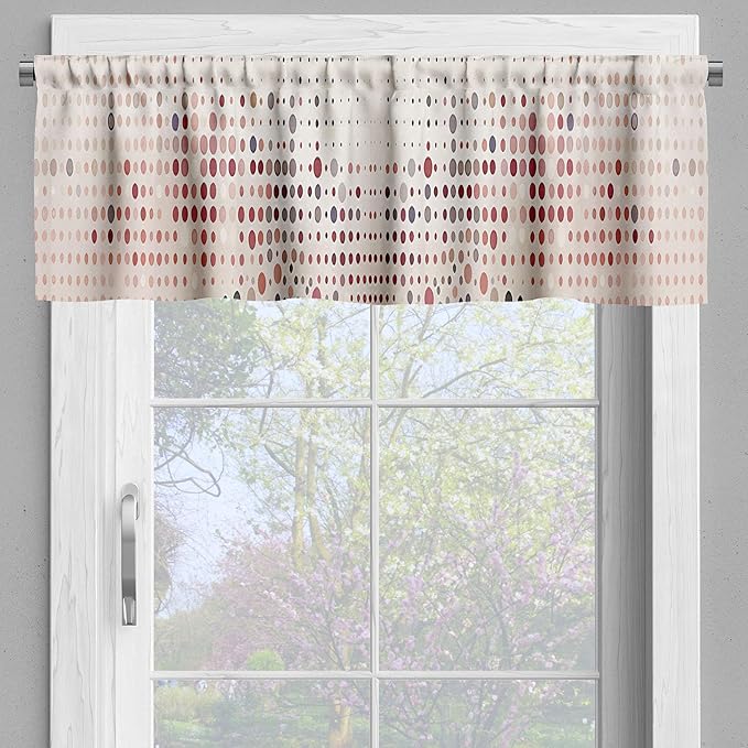 Ambesonne Polka Dot Window Valance, Surreal Composition of Dreamy Spots Art Modern Pastel Abstract Rounds, Curtain Valance for Kitchen Bedroom Decor with Rod Pocket, 42" x 18", Blush Lilac Eggshell
