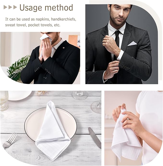 Men's Pure White 100% Cotton Handkerchief Pack of 12