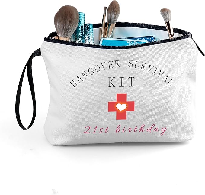 21st Happy Birthday Unique Funny Gifts for Her 21 Year Old Women Sisters Friend Bestie Daughter Cosmetic Bag with Mirror Christmas