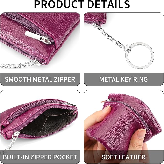 SENDEFN Leather Coin Purse for Women Small KeyChain Change Pouch Credit Card Holder
