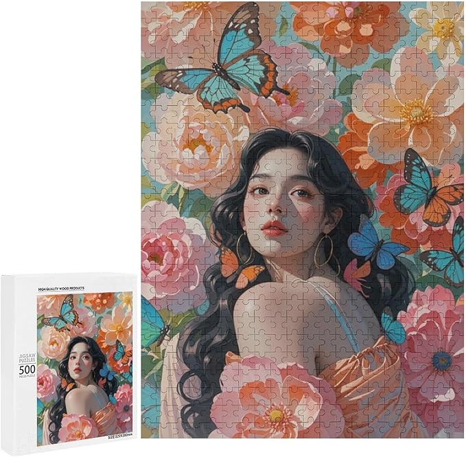 Wooden Puzzle - African American Afro Woman Jigsaw Puzzles，Wooden Puzzles for Adults 500 Pieces Unique Gifts for Wall Art，Challenge Puzzles，Educational Games，Family Puzzles