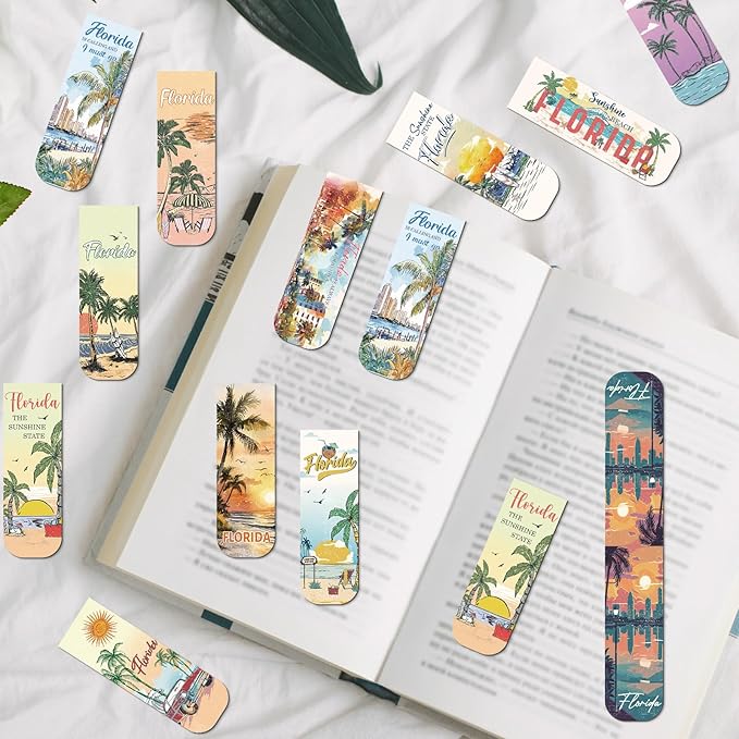 Florida Magnetic Bookmark Gifts - 48PCS Traveling City Magnetic Bookmarks USA City Book Marks Page Magnets Marker Clip for Women Book Lovers Traveler Students Teacher Florida Souvenirs Gift