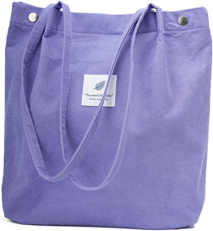 Corduroy Tote Bag Cute Tote Bags for Women Shoulder Bag with Inner Pocket for Work Beach Travel and Shopping Grocery