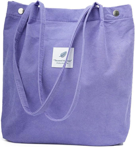 Corduroy Tote Bag Cute Tote Bags for Women Shoulder Bag with Inner Pocket for Work Beach Travel and Shopping Grocery